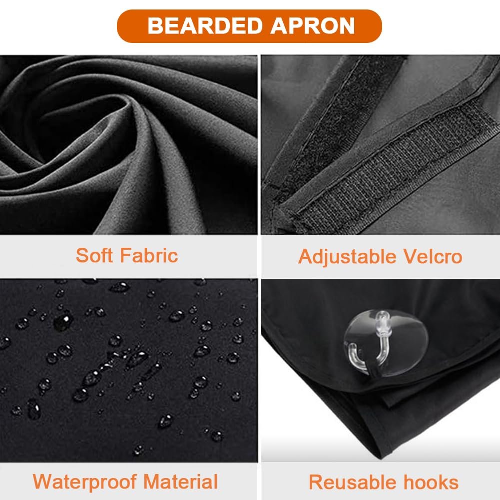 PLACHIDAY Beard Bib Beard Apron for Men - Black Nylon Trimming Catcher, Gifts for Dad, Husband, Father's Day - görsel 7