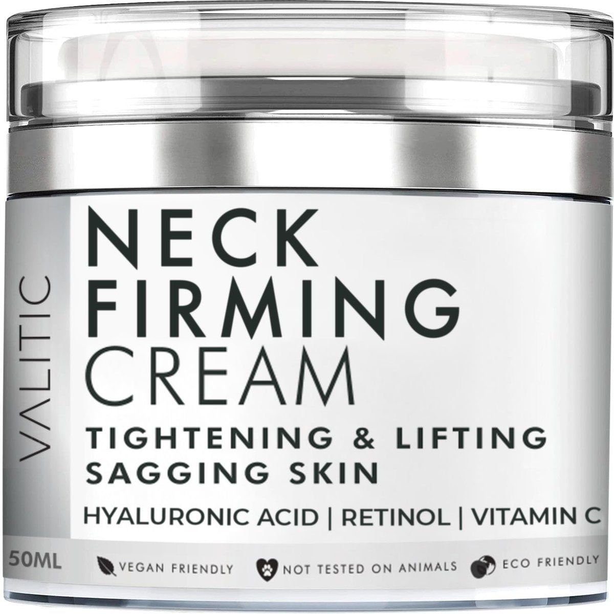 VALITIC Neck Cream for Tightening and Firming - Hyaluronic Acid, Retinol, Vitamin C, Peptides - Anti Aging Day and Night Cream for Lifting Sagging Skin Avelisse