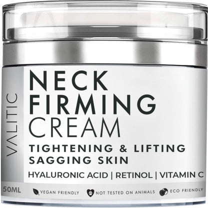 VALITIC Neck Cream for Tightening and Firming - Hyaluronic Acid, Retinol, Vitamin C, Peptides - Anti Aging Day and Night Cream for Lifting Sagging Skin Avelisse