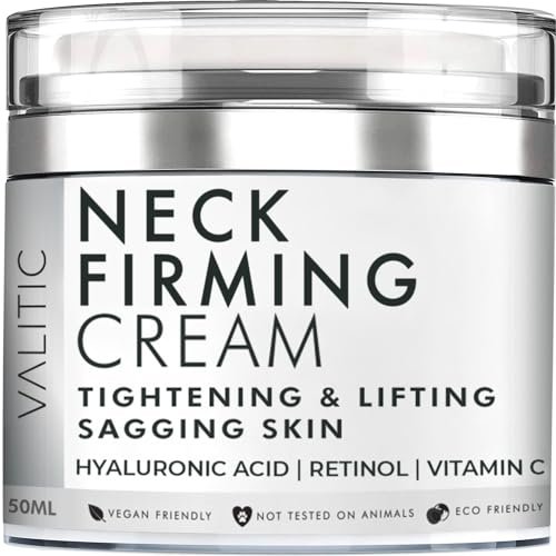 VALITIC Neck Cream for Tightening and Firming - Hyaluronic Acid, Retinol, Vitamin C, Peptides - Anti Aging Day and Night Cream for Lifting Sagging Skin Avelisse