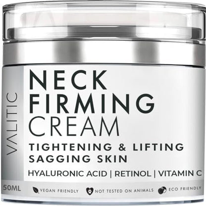 VALITIC Neck Cream for Tightening and Firming - Hyaluronic Acid, Retinol, Vitamin C, Peptides - Anti Aging Day and Night Cream for Lifting Sagging Skin Avelisse