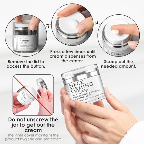 VALITIC Neck Cream for Tightening and Firming - Hyaluronic Acid, Retinol, Vitamin C, Peptides - Anti Aging Day and Night Cream for Lifting Sagging Skin Avelisse