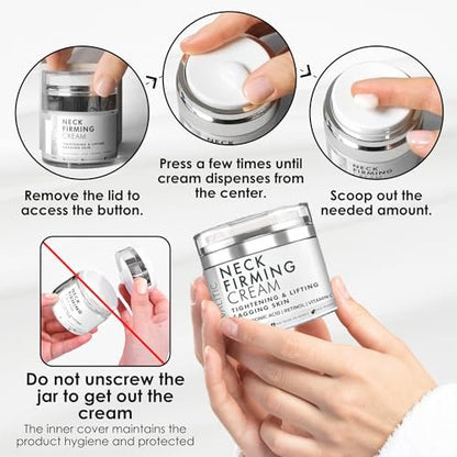 VALITIC Neck Cream for Tightening and Firming - Hyaluronic Acid, Retinol, Vitamin C, Peptides - Anti Aging Day and Night Cream for Lifting Sagging Skin Avelisse