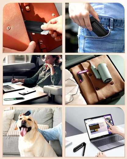 6 PCS Folding Travel Hairbrush Set with Compact Mirror for Women - Mini Pocket Brush for Purse and Girls