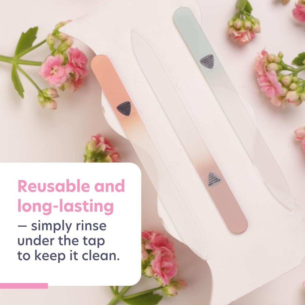 BONA FIDE Beauty Czech Glass Nail File Set - 3-Piece Muted Fall Colors, Reusable Nail Care, Travel Beauty Tool Avelisse