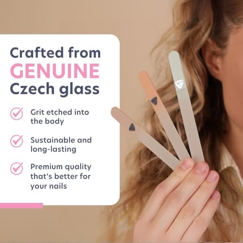 BONA FIDE Beauty Czech Glass Nail File Set - 3-Piece Muted Fall Colors, Reusable Nail Care, Travel Beauty Tool Avelisse