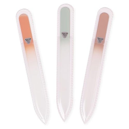 BONA FIDE Beauty Czech Glass Nail File Set - 3-Piece Muted Fall Colors, Reusable Nail Care, Travel Beauty Tool Avelisse