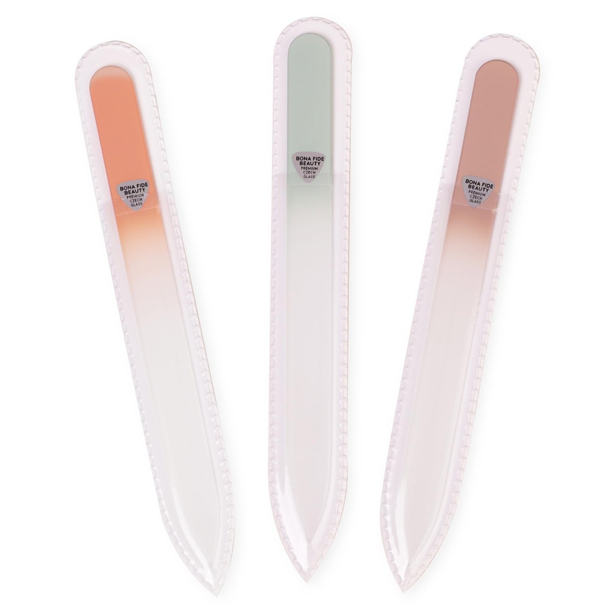 BONA FIDE Beauty Czech Glass Nail File Set - 3-Piece Muted Fall Colors, Reusable Nail Care, Travel Beauty Tool Avelisse