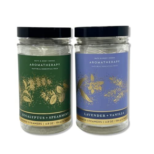 Bath & Body Works Aromatherapy Shower Steamers - Lavender Vanilla & Eucalyptus Spearmint (2 Pack, 6 Tablets Each) Avelisse