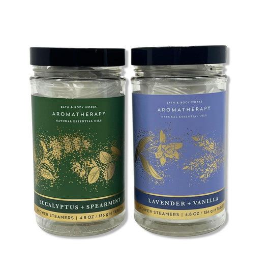 Bath & Body Works Aromatherapy Shower Steamers - Lavender Vanilla & Eucalyptus Spearmint (2 Pack, 6 Tablets Each) Avelisse