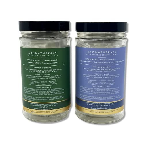 Bath & Body Works Aromatherapy Shower Steamers - Lavender Vanilla & Eucalyptus Spearmint (2 Pack, 6 Tablets Each) Avelisse