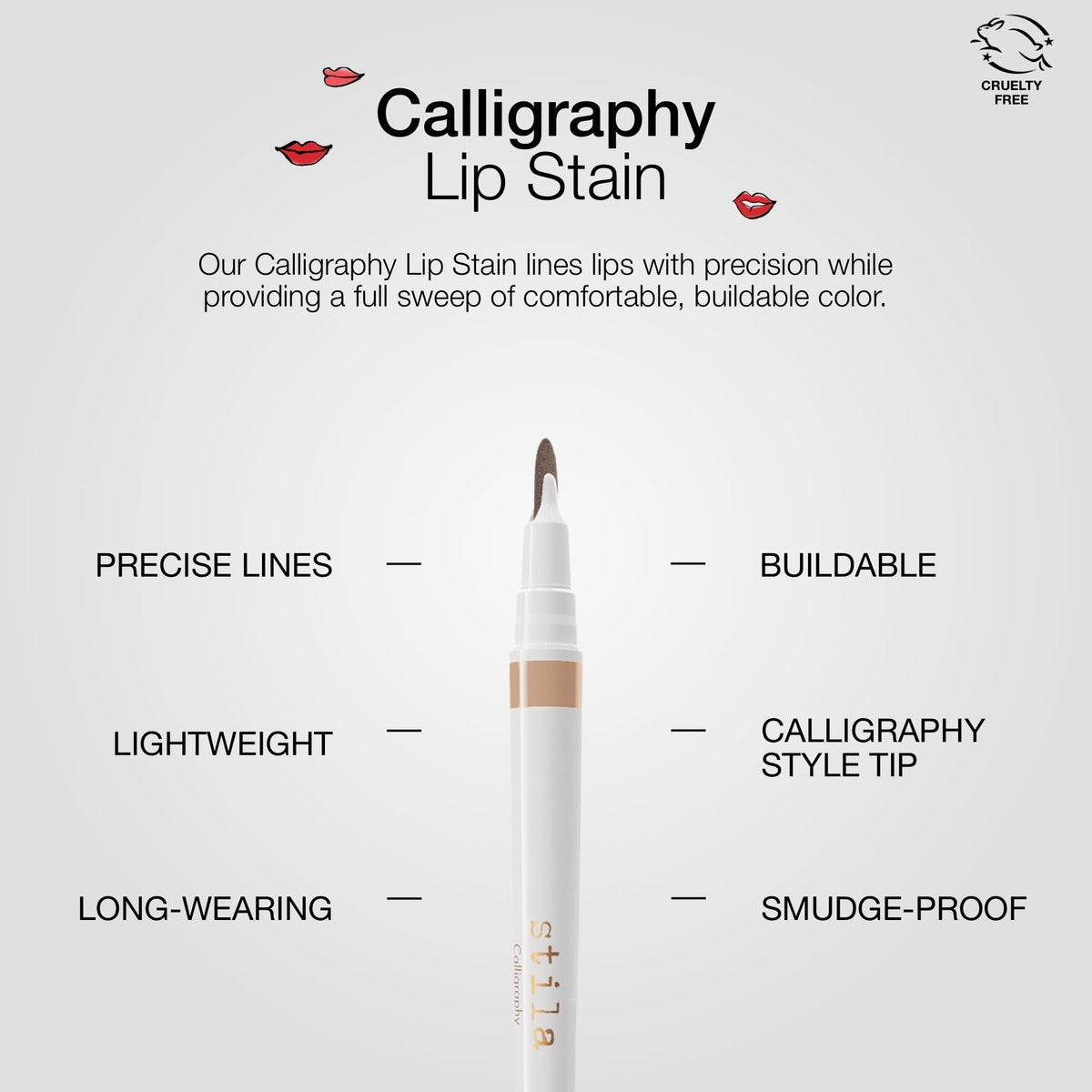 stila Calligraphy Lip Stain - Long-Lasting, Moisturizing, Transfer-Proof Lip Tint - Hillary - görsel 5