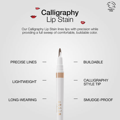 stila Calligraphy Lip Stain - Long-Lasting, Moisturizing, Transfer-Proof Lip Tint - Hillary