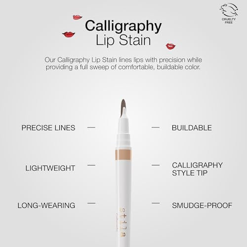 stila Calligraphy Lip Stain - Long-Lasting, Moisturizing, Transfer-Proof Lip Tint - Hillary - görsel 6