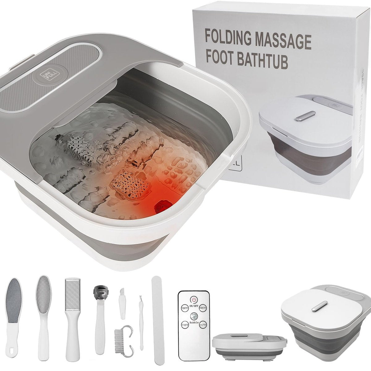 UNIFULL Collapsible Foot Spa Bath with Heat, Massage Rollers, Bubbles, and Red Light Therapy – Portable Pedicure Foot Spa Avelisse