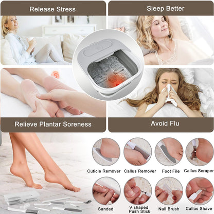 UNIFULL Collapsible Foot Spa Bath with Heat, Massage Rollers, Bubbles, and Red Light Therapy – Portable Pedicure Foot Spa Avelisse