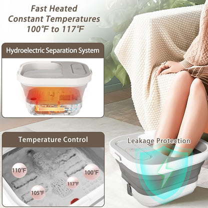 UNIFULL Collapsible Foot Spa Bath with Heat, Massage Rollers, Bubbles, and Red Light Therapy – Portable Pedicure Foot Spa Avelisse