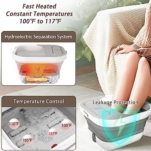 UNIFULL Collapsible Foot Spa Bath with Heat, Massage Rollers, Bubbles, and Red Light Therapy – Portable Pedicure Foot Spa Avelisse