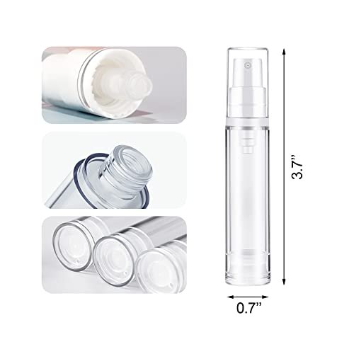 BlingKingdom 3-Pack Empty Airless Pump Bottles – Refillable 10mL Clear Travel Lotion Containers for DIY Foundation, Gel, Essence, Moisturizer - görsel 12