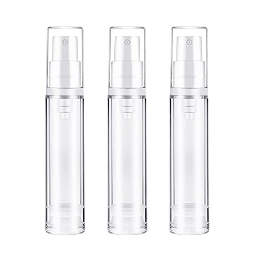 BlingKingdom 3-Pack Empty Airless Pump Bottles – Refillable 10mL Clear Travel Lotion Containers for DIY Foundation, Gel, Essence, Moisturizer - görsel 2