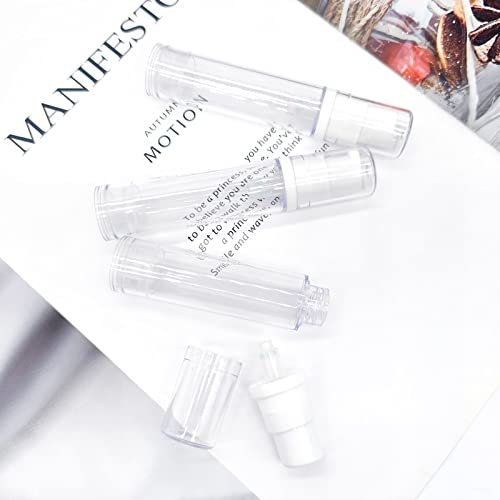 BlingKingdom 3-Pack Empty Airless Pump Bottles – Refillable 10mL Clear Travel Lotion Containers for DIY Foundation, Gel, Essence, Moisturizer - görsel 4