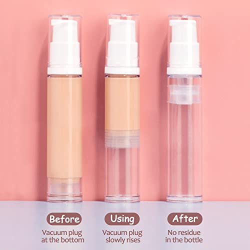 BlingKingdom 3-Pack Empty Airless Pump Bottles – Refillable 10mL Clear Travel Lotion Containers for DIY Foundation, Gel, Essence, Moisturizer - görsel 6