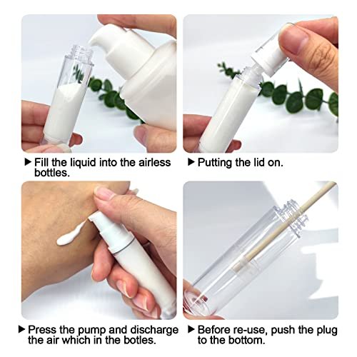 BlingKingdom 3-Pack Empty Airless Pump Bottles – Refillable 10mL Clear Travel Lotion Containers for DIY Foundation, Gel, Essence, Moisturizer - görsel 10