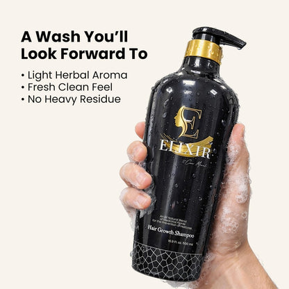 Elixir by Coco March Hair Growth Shampoo - Strengthening Plant-Based Formula for Thicker Fuller Hair - Chemical-Free for Men and Women - 16.9 fl oz Avelisse