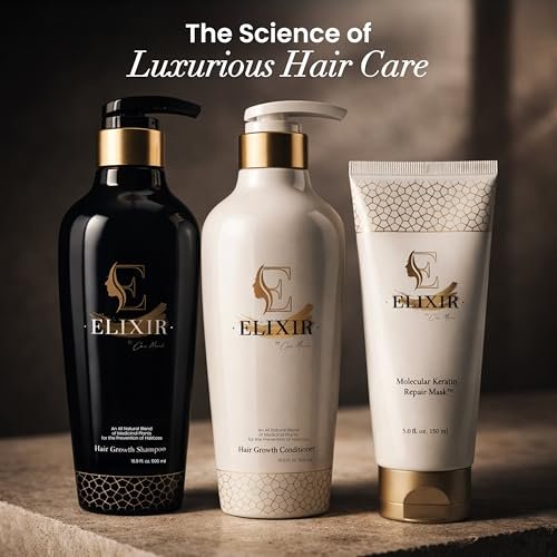 Elixir by Coco March Hair Growth Shampoo - Strengthening Plant-Based Formula for Thicker Fuller Hair - Chemical-Free for Men and Women - 16.9 fl oz Avelisse