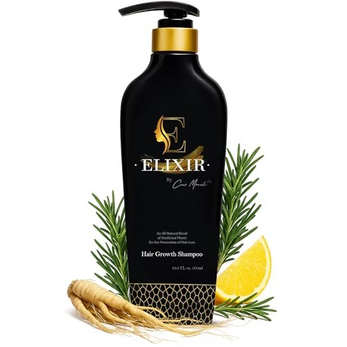 Elixir by Coco March Hair Growth Shampoo - Strengthening Plant-Based Formula for Thicker Fuller Hair - Chemical-Free for Men and Women - 16.9 fl oz Avelisse
