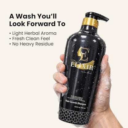 Elixir by Coco March Hair Growth Shampoo - Strengthening Plant-Based Formula for Thicker Fuller Hair - Chemical-Free for Men and Women - 16.9 fl oz Avelisse