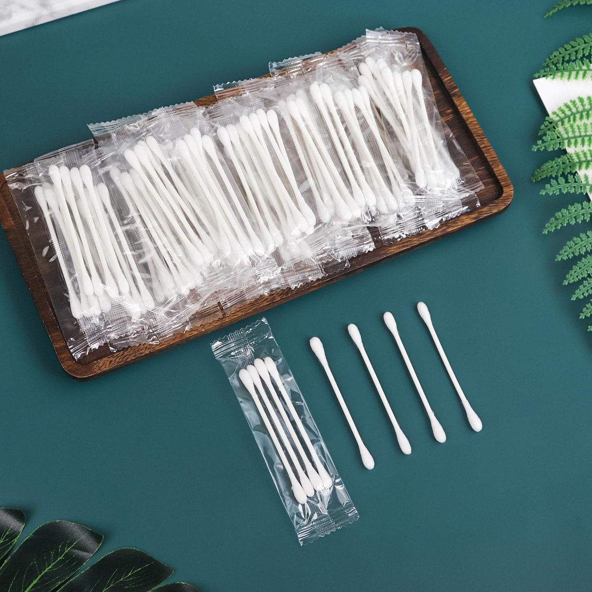 200 Pack Individually Wrapped Cotton Swabs with Paper Sticks - Double Tipped, 4 per Bag Avelisse