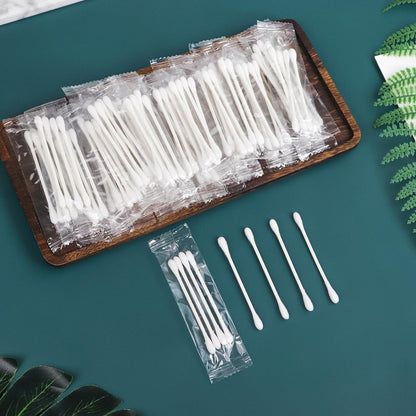 200 Pack Individually Wrapped Cotton Swabs with Paper Sticks - Double Tipped, 4 per Bag Avelisse