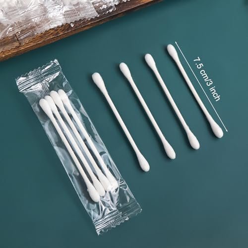 200 Pack Individually Wrapped Cotton Swabs with Paper Sticks - Double Tipped, 4 per Bag Avelisse