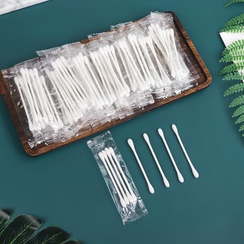 200 Pack Individually Wrapped Cotton Swabs with Paper Sticks - Double Tipped, 4 per Bag Avelisse