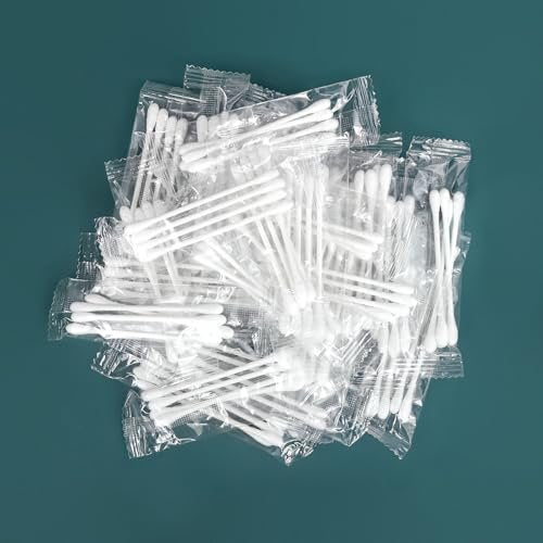 200 Pack Individually Wrapped Cotton Swabs with Paper Sticks - Double Tipped, 4 per Bag Avelisse