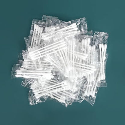 200 Pack Individually Wrapped Cotton Swabs with Paper Sticks - Double Tipped, 4 per Bag Avelisse