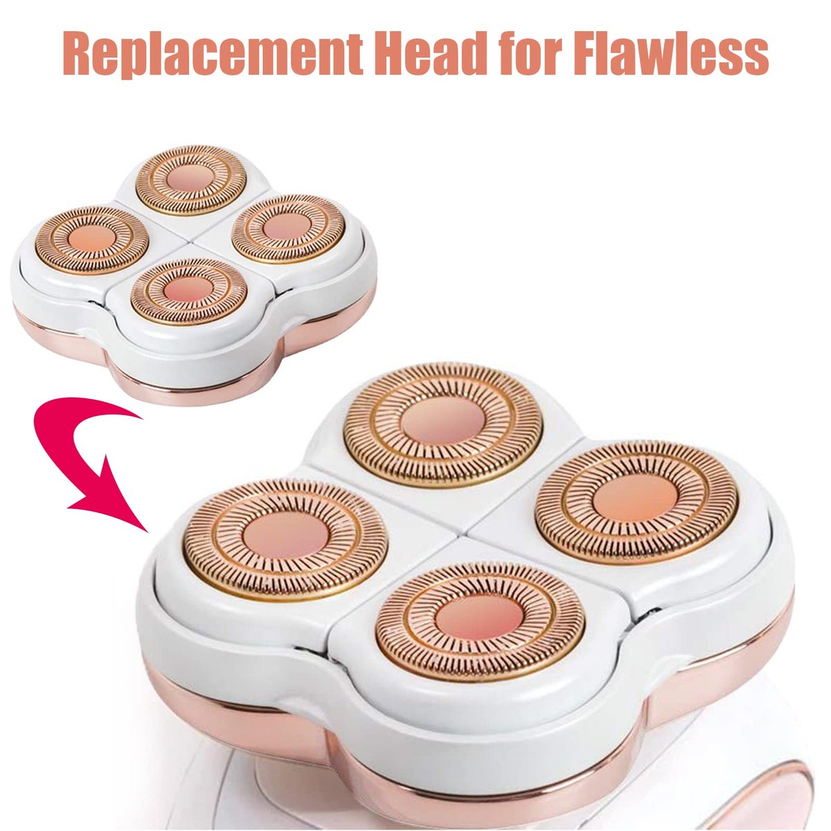 Flawliss Legs Shaver Replacement Heads | Finishing Touch Flawliss Refills with Cleaning Brush Avelisse