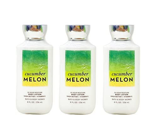 Bath & Body Works Cucumber Melon 24 Hour Moisture Body Lotion Set of 3 - 8 fl oz Each Avelisse