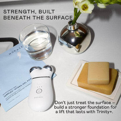NuFACE Trinity+ Microcurrent Facial Device with Lip & Eye Attachment - FDA Cleared Face Toning Device, Wrinkle Reducer, Includes Gel Activator & Silk Creme Avelisse