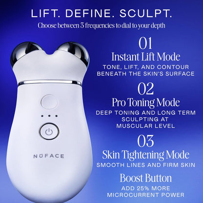 NuFACE Trinity+ Microcurrent Facial Device with Lip & Eye Attachment - FDA Cleared Face Toning Device, Wrinkle Reducer, Includes Gel Activator & Silk Creme Avelisse