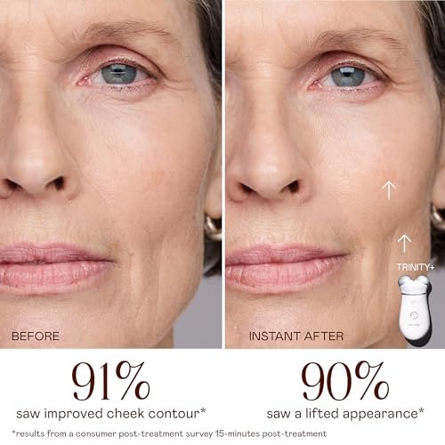 NuFACE Trinity+ Microcurrent Facial Device with Lip & Eye Attachment - FDA Cleared Face Toning Device, Wrinkle Reducer, Includes Gel Activator & Silk Creme Avelisse