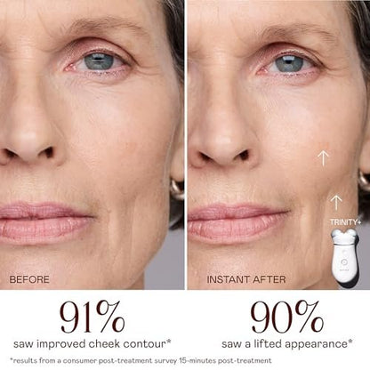 NuFACE Trinity+ Microcurrent Facial Device with Lip & Eye Attachment - FDA Cleared Face Toning Device, Wrinkle Reducer, Includes Gel Activator & Silk Creme Avelisse
