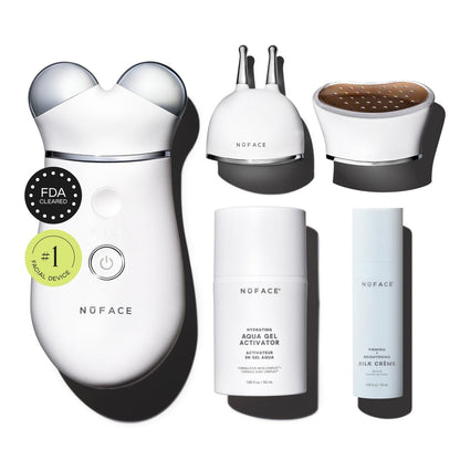 NuFACE Trinity+ Microcurrent Facial Device with Lip & Eye Attachment - FDA Cleared Face Toning Device, Wrinkle Reducer, Includes Gel Activator & Silk Creme Avelisse