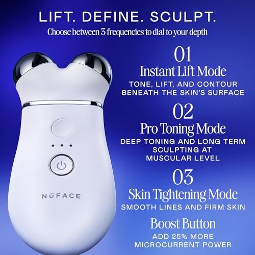 NuFACE Trinity+ Microcurrent Facial Device with Lip & Eye Attachment - FDA Cleared Face Toning Device, Wrinkle Reducer, Includes Gel Activator & Silk Creme Avelisse