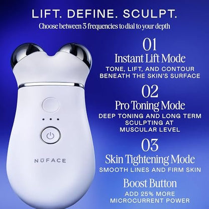 NuFACE Trinity+ Microcurrent Facial Device with Lip & Eye Attachment - FDA Cleared Face Toning Device, Wrinkle Reducer, Includes Gel Activator & Silk Creme Avelisse