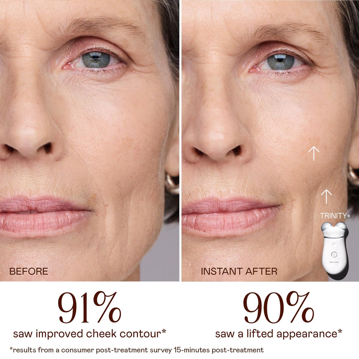NuFACE Trinity+ Microcurrent Facial Device with Lip & Eye Attachment - FDA Cleared Face Toning Device, Wrinkle Reducer, Includes Gel Activator & Silk Creme Avelisse