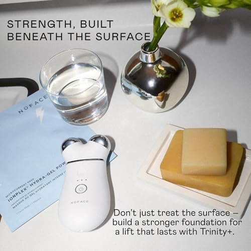 NuFACE Trinity+ Microcurrent Facial Device with Lip & Eye Attachment - FDA Cleared Face Toning Device, Wrinkle Reducer, Includes Gel Activator & Silk Creme Avelisse
