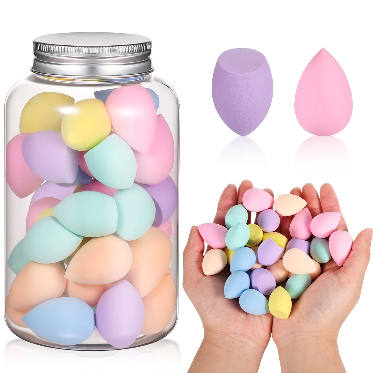 40-Piece Mini Makeup Sponge Set - Multi-Colored Professional Foundation Blenders for Flawless Application - görsel 1