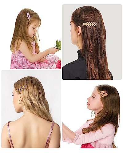 18 Pcs No Crease Hair Clips - Checkerboard Acrylic Resin Styling Clips for Women & Girls